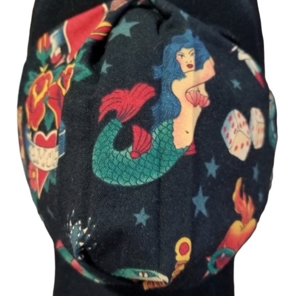 Hand Crafted Accessories - Handmade Womens Rockabilly Old School Tattoo Facemask